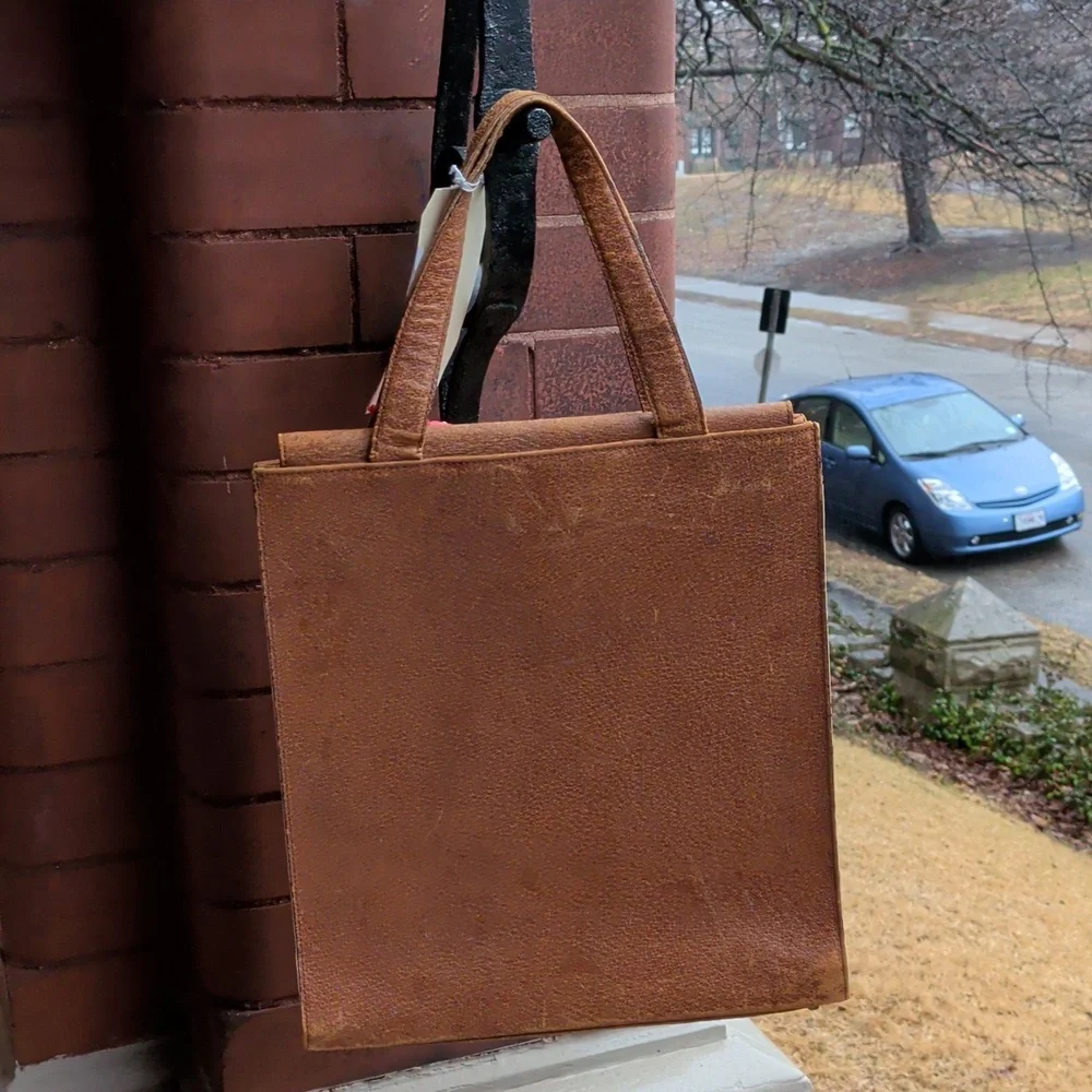 RARE Upright Unisex Yves Saint Laurent Elegant Brown Textured Leather Tote Bag